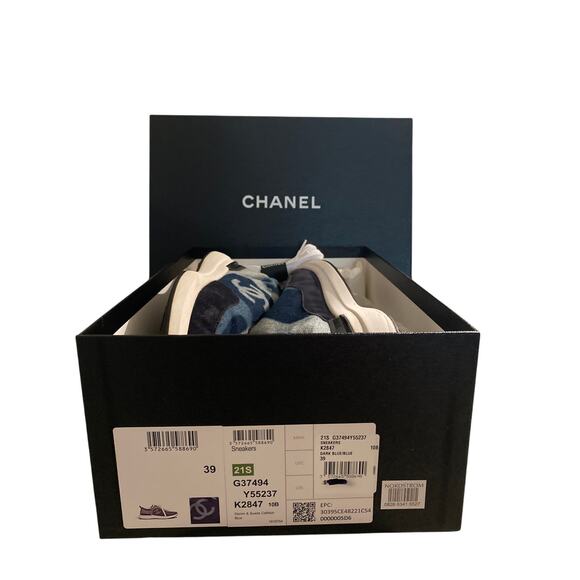 Chanel Denim Suede Womens CC Sneakers Blue 39 - Picture 8 of 8